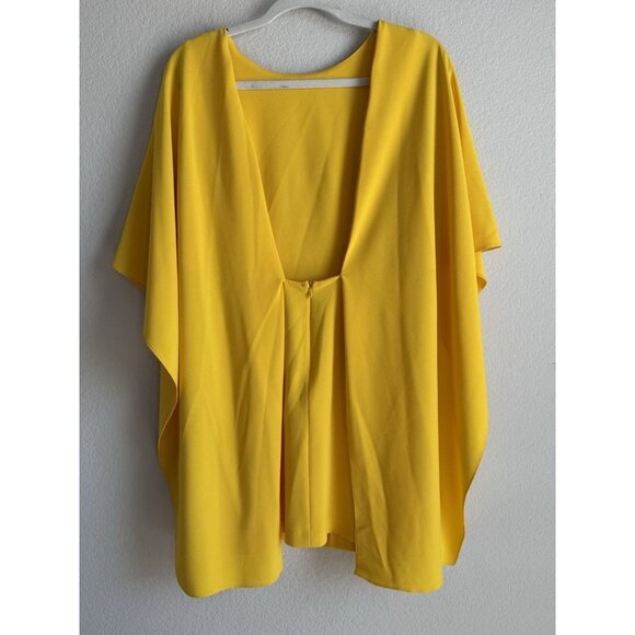 ZARA Women's Open Back Yellow Ruffle Cape Mini Dress Size Small Modest‎ - Picture 8 of 12